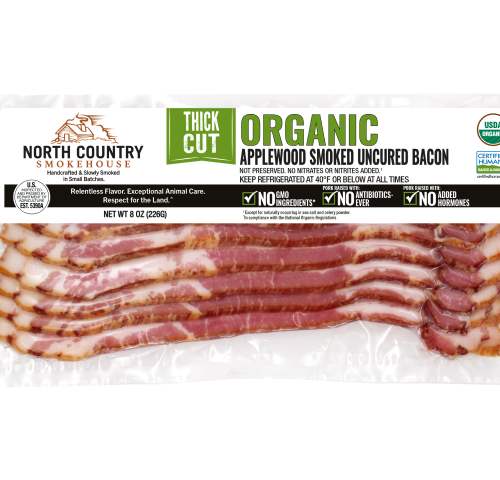 Thick Cut Organic Applewood Smoked Bacon retail pack