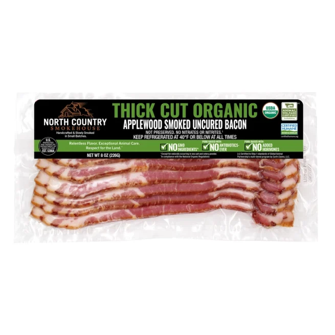 Thick Cut Organic Applewood Smoked Bacon retail pack