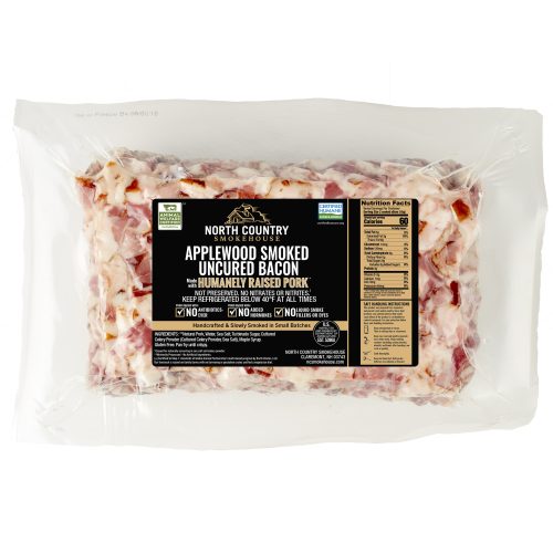 Applewood Smoked Uncured Diced Bacon in pack