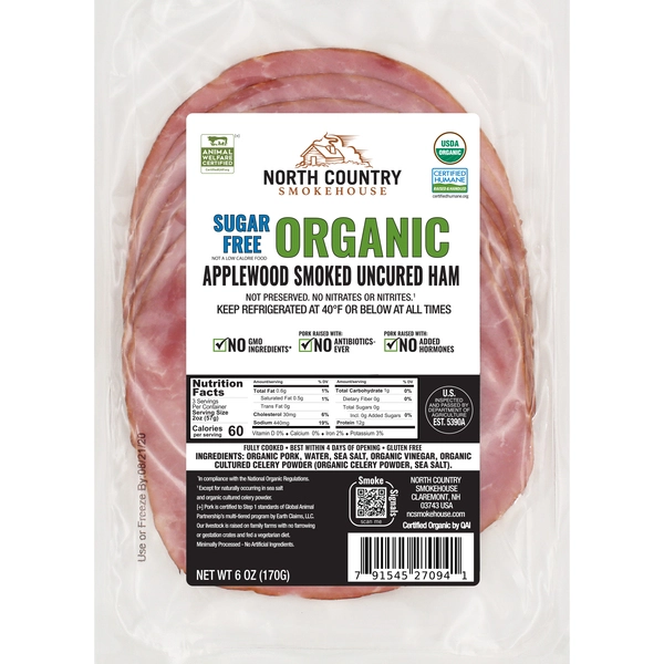 Sugar Free Organic Applewood Smoked Uncured Ham