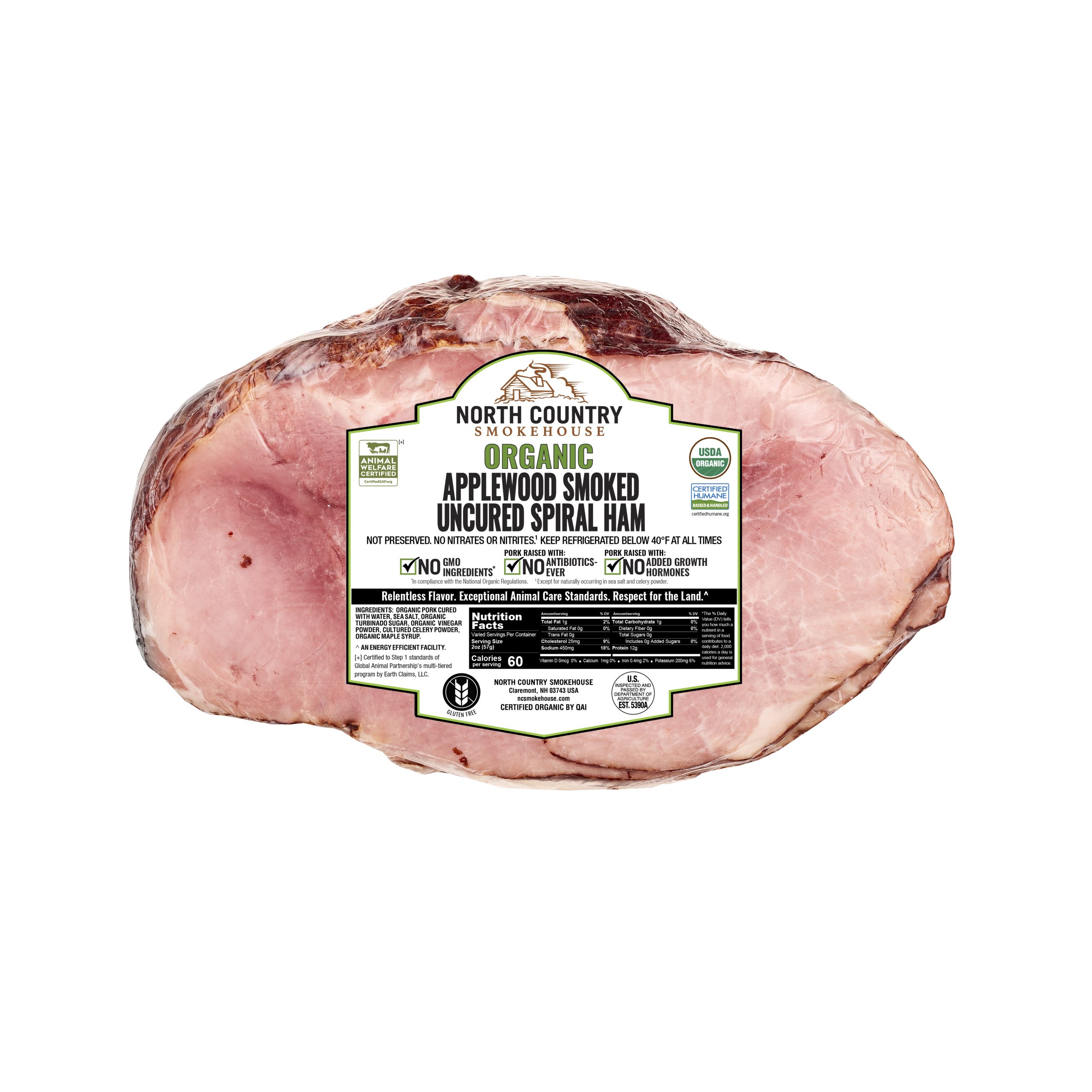 Organic Applewood Smoked Uncured Spiral Sliced Ham Half