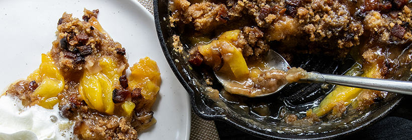 Bacon Crumble Peach Cobbler