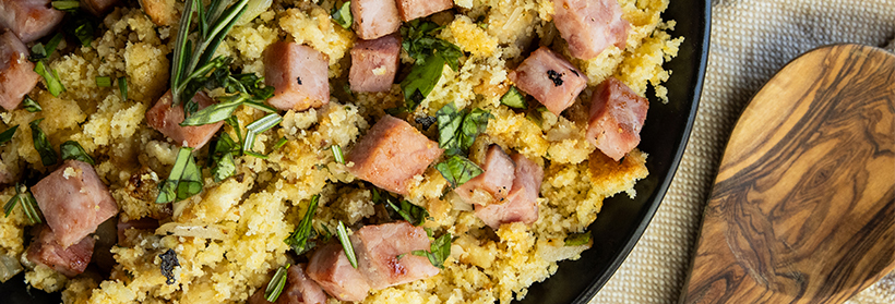 Ham Steak Cornbread Stuffing