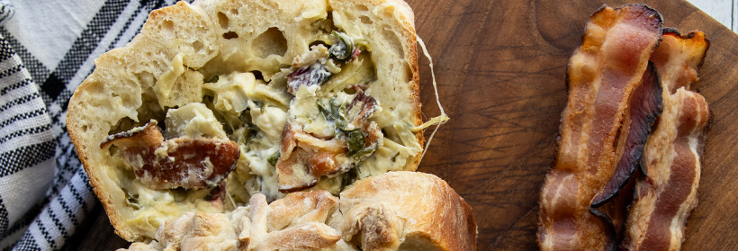 Bacon Spinach Artichoke Bread