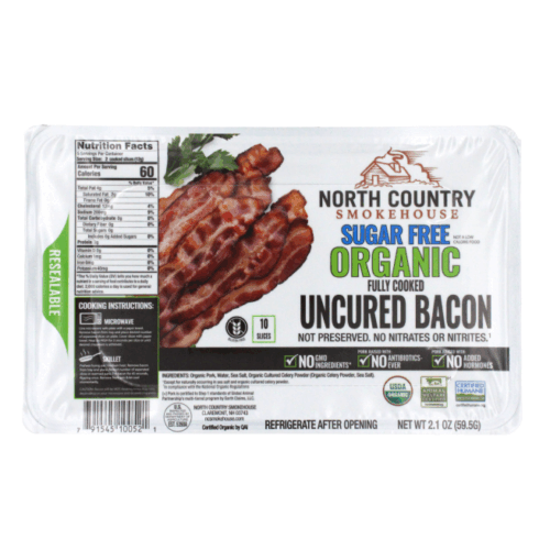 Sugar Free, Organic Fully Cooked Uncured Bacon