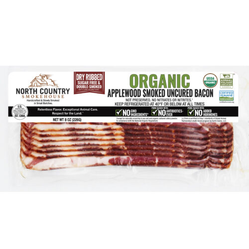 Organic Sugar Free Dry Rubbed Applewood Smoked Uncured Bacon