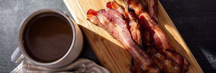 hardwood smoked bacon and coffee for a hearty winter breakfast in New England