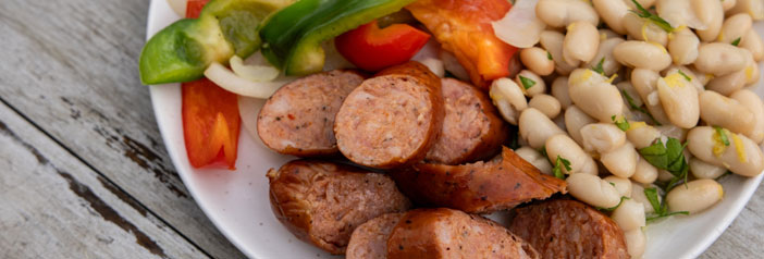 grilled sausage and white beans
